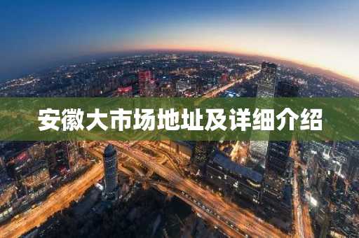 安徽大市场地址及详细介绍